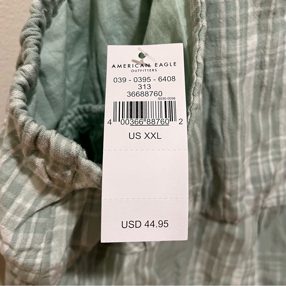 NWT American Eagle Outfitters Green & White Sleeveless Linen Dress - Women’s XXL - Picture 5 of 7
